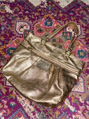 Vintage metallic gold coach bag